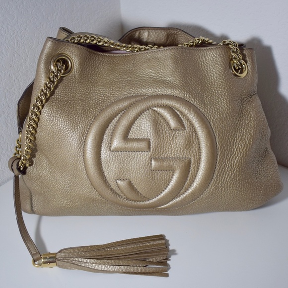 | GUCCI | Metallic | Pebbled- Calfskin| Medium Bag - Picture 2 of 16